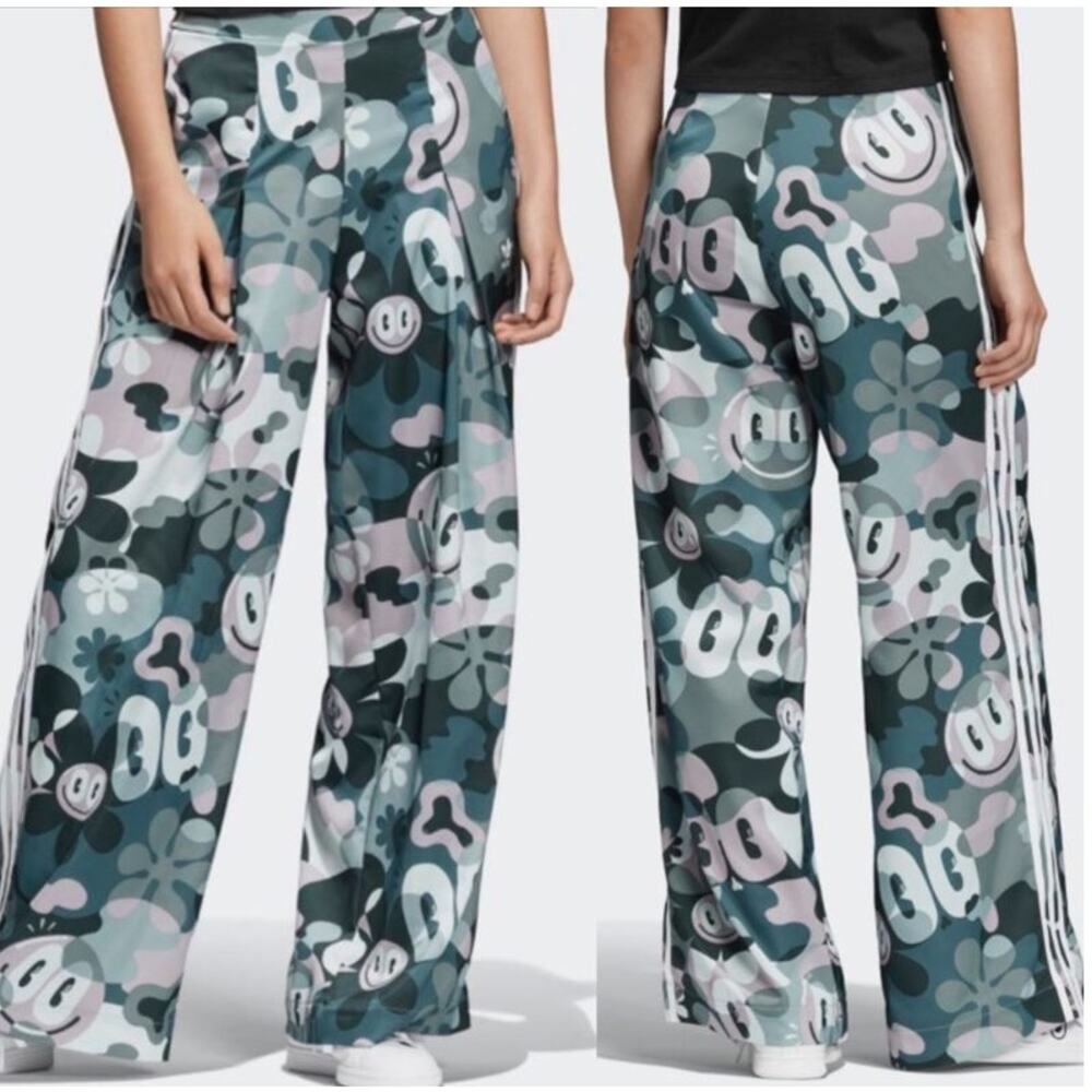 Adidas Originals X Hattie Stewart Wide Leg Track Pants XS Flare Cartoon Camo - Picture 4 of 13
